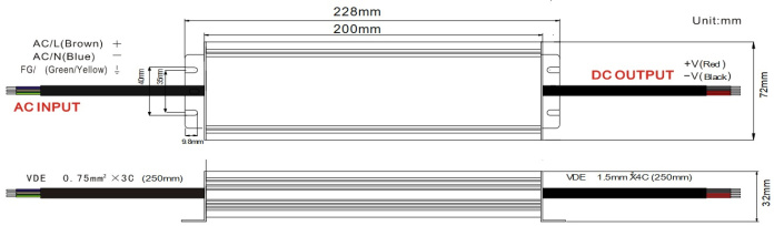 Rysunek techniczny zasilacza hermetycznego ADWS-300-12